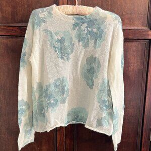 VINCE DAHLIA PRINT MOHAIR ALPACA BLEND SWEATER SIZE M